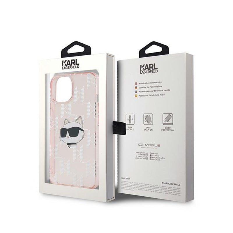 Karl Lagerfeld IML Choupette Head & Monogram - iPhone 13 dėklas (rožinis)