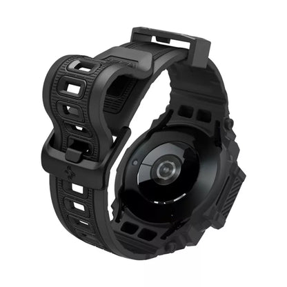 Spigen Rugged Armor Pro – dirželis + dėklas, skirtas „Samsung Galaxy Watch 7 40 mm“ (matinis juodas)