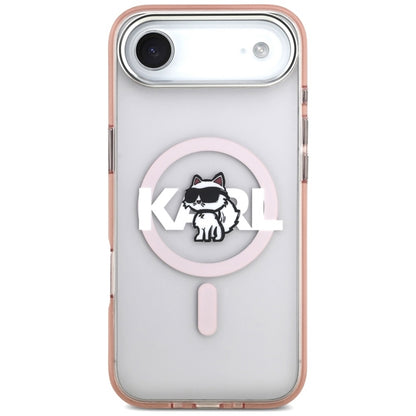 Dėklas iPhone Air (rožinis) su Karl Lagerfeld IML Choupette pieštuku ir MagSafe logotipu