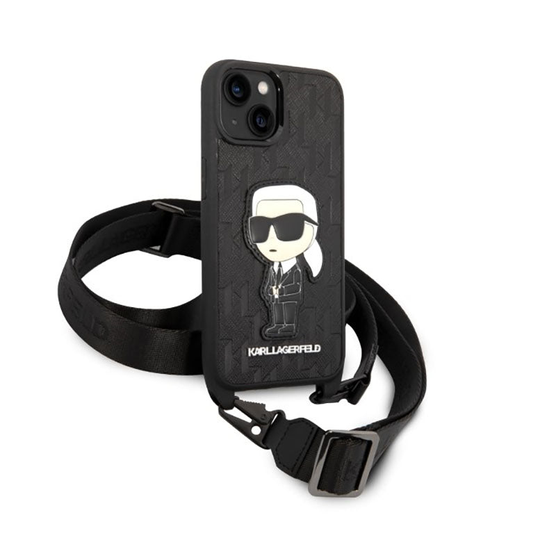 Karl Lagerfeld NFT Monogram Ikonik Patch - „iPhone 14“ dėklas (juodas)