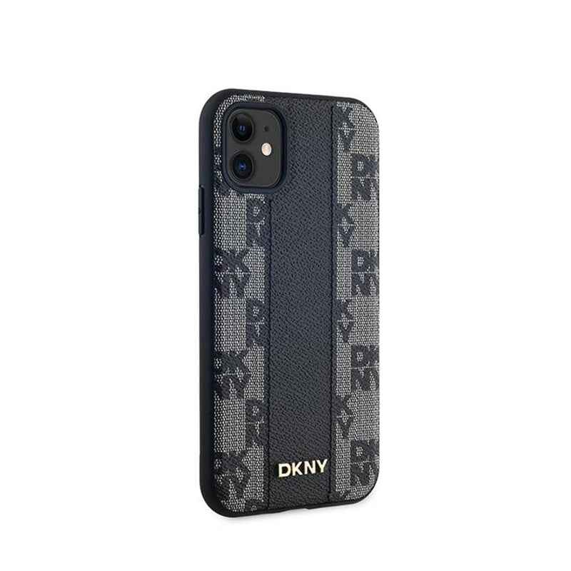 DKNY odinis languotas vienspalvis raštas MagSafe – dėklas, skirtas iPhone 11 (juodas)