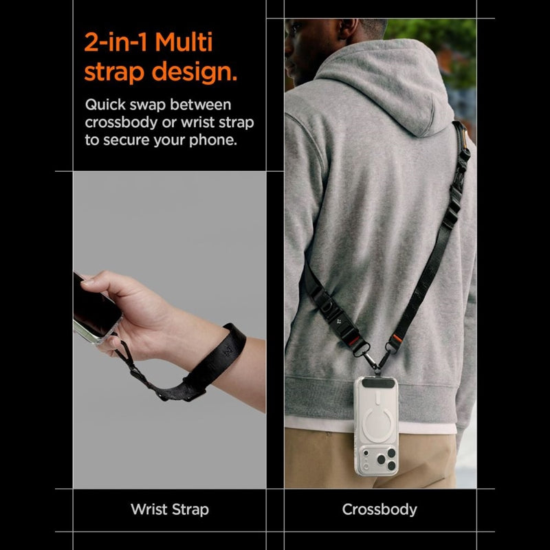Spigen DA30M Dirželis Per Petį Crossbody – Universalus telefono dirželis / raištis (juodas)