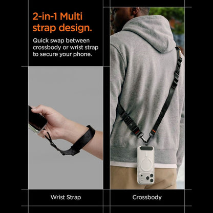 Spigen DA30M Dirželis Per Petį Crossbody – Universalus telefono dirželis / raištis (juodas)