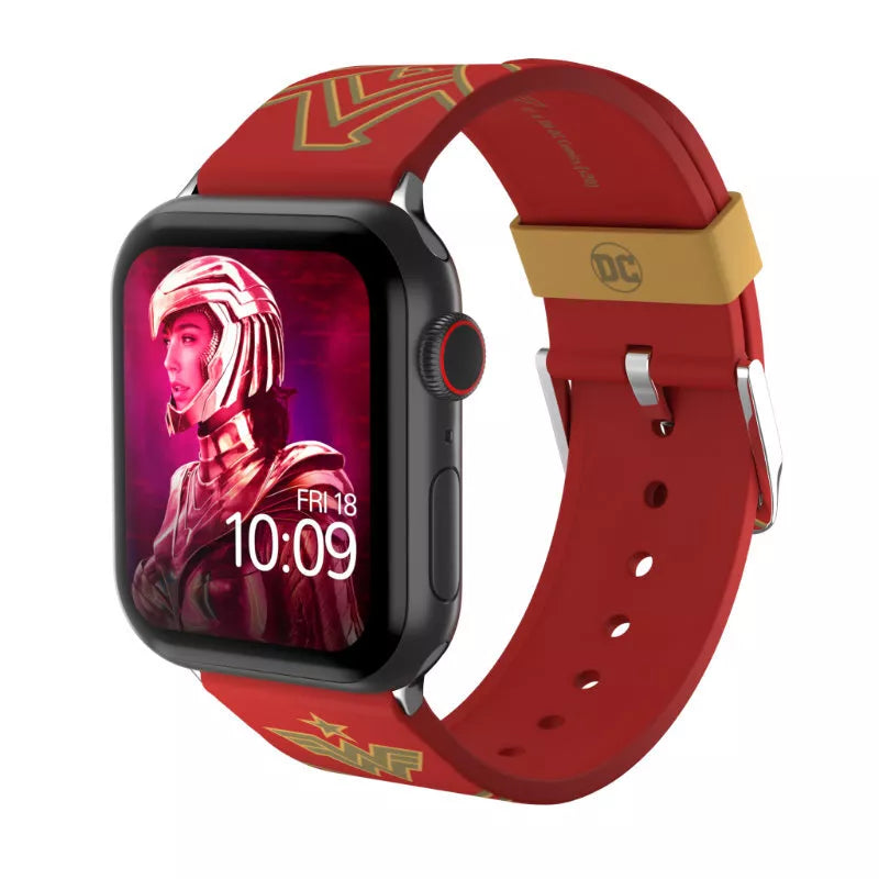 DC Comics – apyrankė, skirta „Apple Watch“ 38/40/41/42/44/45/49 mm (Nuostabioji Moteris 1984: Karmazino spalvos šarvai)