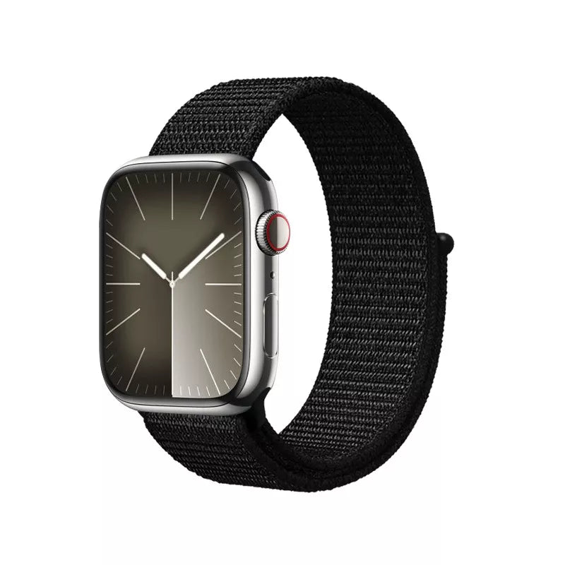 Crong Nylon Reflex – Sportinis dirželis, skirtas Apple Watch 38/40/41/42 mm (juodas)