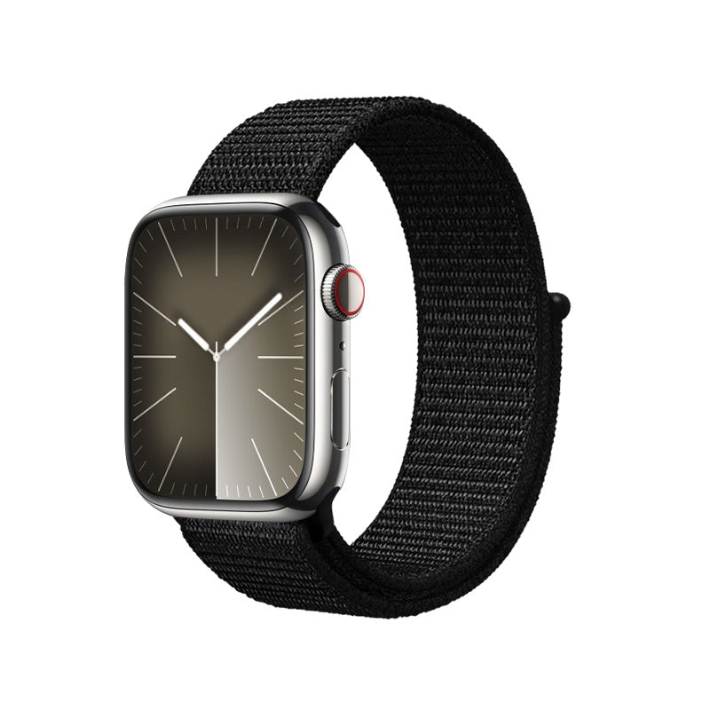 Crong Nylon Reflex – Sportinis dirželis, skirtas Apple Watch 38/40/41/42 mm (juodas)