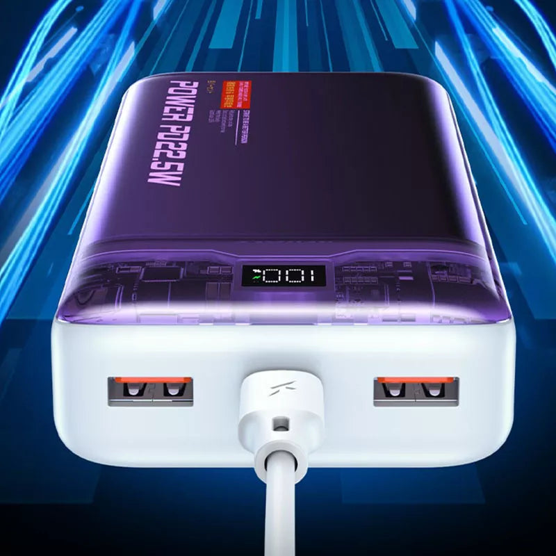WEKOME WP-351 Vanguard serija – išorinė baterija 20000 mAh PD 20W + QC 22.5W (Violetinė / Skaidri)