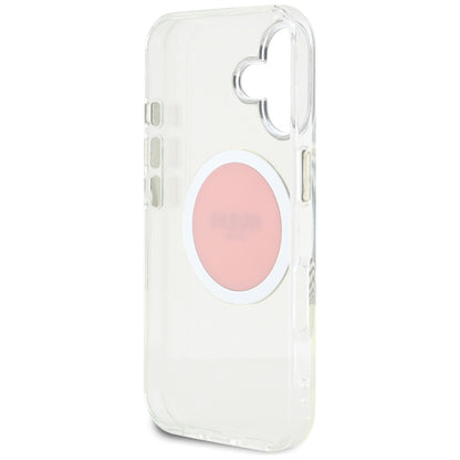 Guess IML Metal Colored Circle Classic Logo MagSafe – dėklas iPhone 16 (rožinis)