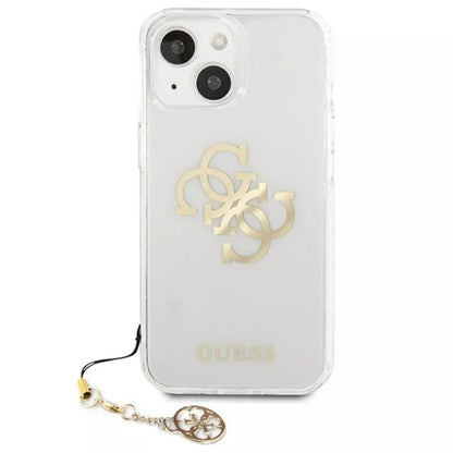 Guess 4G didelio logotipo pakabukas auksas – dėklas iPhone 13 mini (aukso spalvos pakabukai)