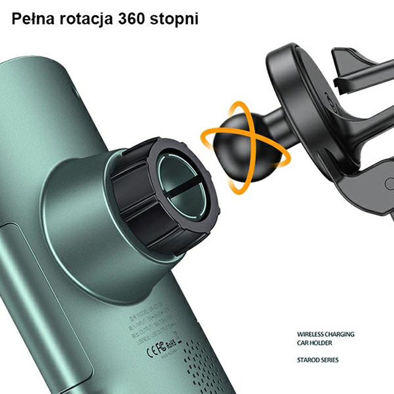 USAMS US-CD133 - Automobilio laikiklis su 10W belaidžiu įkrovimu (juodas)