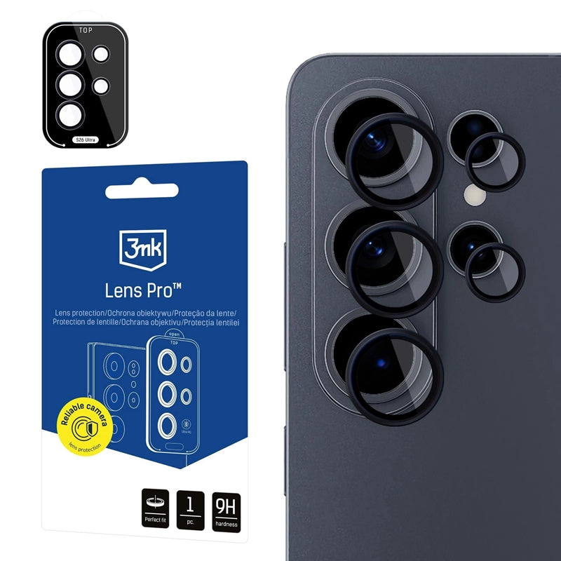 3mk Lens Protection Pro - Stiklinė apsauga Samsung Galaxy S26 Ultra kamerai (Juoda)