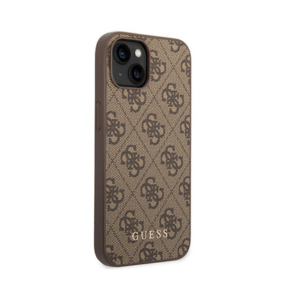 Guess 4G Metal Gold Logo – iPhone 15 Plus dėklas (rudas)