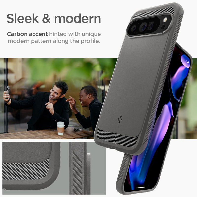 Spigen Rugged Armor – dėklas, skirtas Google Pixel 9 Pro XL (marmuro pilka)
