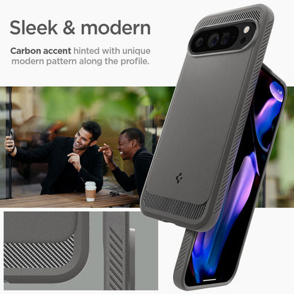 Spigen Rugged Armor – dėklas, skirtas Google Pixel 9 Pro XL (marmuro pilka)