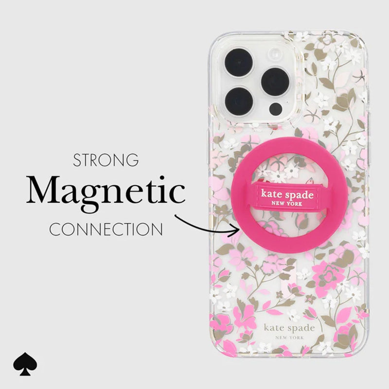 Kate Spade New York magnetinis žiedinis laikiklis – MagSafe pirštų laikiklis (Pom Pom Pink)