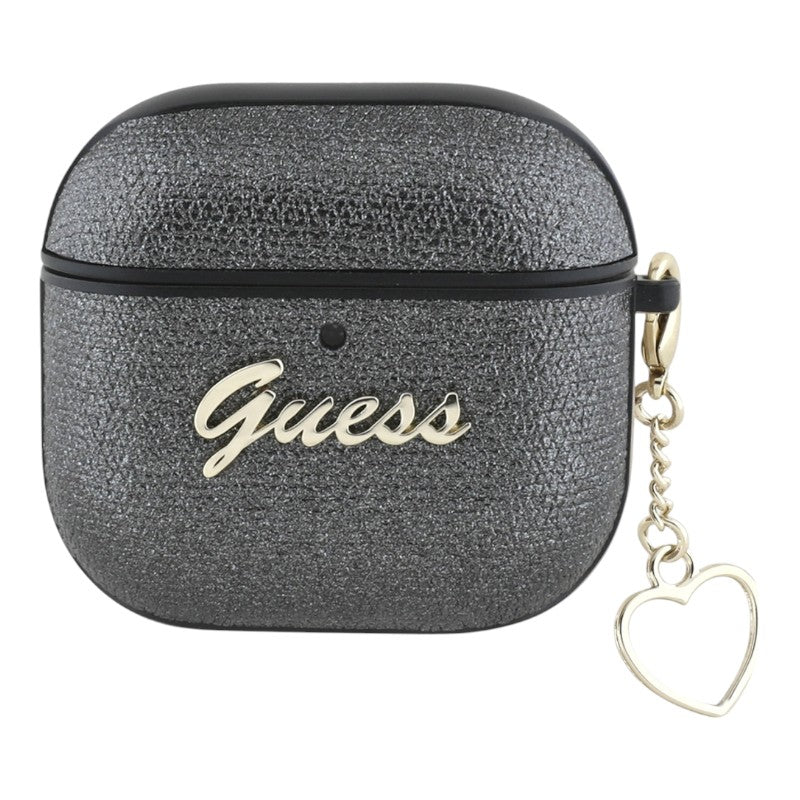 Guess Metallic Script Charm - „AirPods 4“ dėklas (juodas)