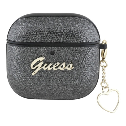 Guess Metallic Script Charm - „AirPods 4“ dėklas (juodas)
