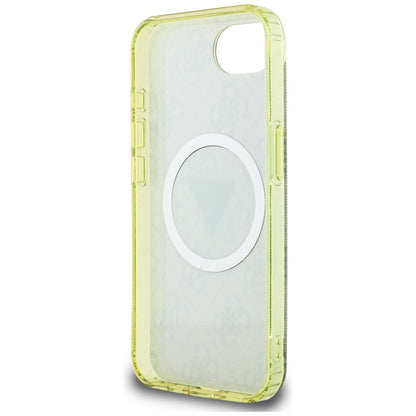 Guess IML Metal Glitter 4G Circle Triangle MagSafe Dėklas iPhone 16e (ruda)