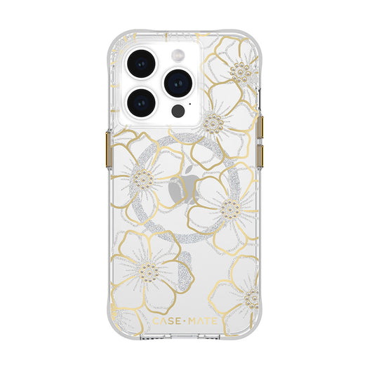 Case-Mate Floral Gems MagSafe – „iPhone 15 Pro“ dėklas (auksinis)