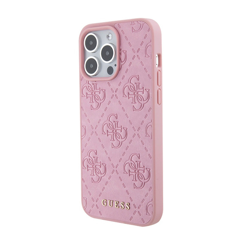 Guess odinis 4G raštuotas dėklas iPhone 15 Pro Max (rožinis)
