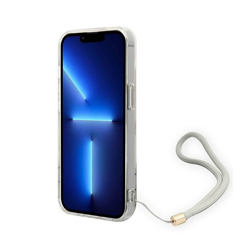 Guess Flower Cord – Dėklas iPhone 14 Plus (violetinis)