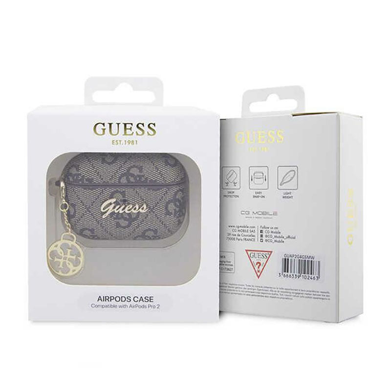 Guess 4G Charm kolekcija - Dėklas Apple AirPods Pro 2 (Rudos)