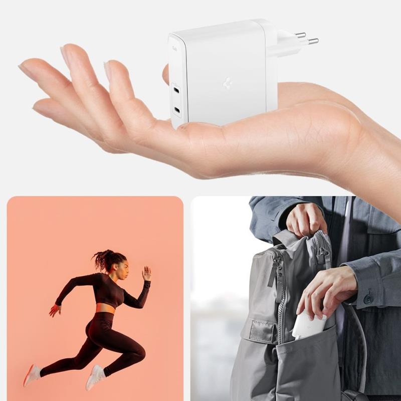 Spigen ArcStation Pro GaN-1402 – 2x USB-C sieninis įkroviklis 140W (baltas)