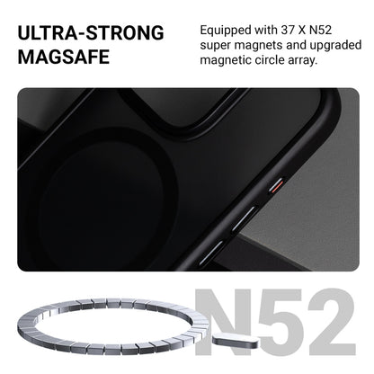 Crong Hybrid Frost MAG dangtis – dėklas su „MagSafe“, skirtas „iPhone 16“ (juodas)