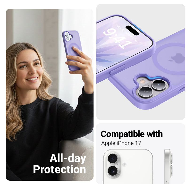 Crong Hybrid Matte Magnetic - MagSafe iPhone 17 dėklas (Levanda)