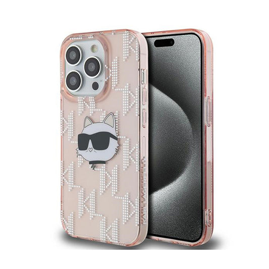 Karl Lagerfeld IML Choupette Head & Monogram – iPhone 13 Pro dėklas (rožinis)