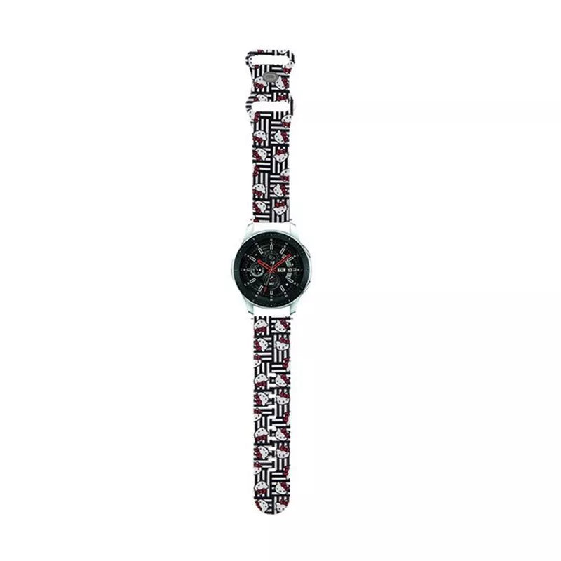 Hello Kitty silikoninės galvos ir juostelės – universalus 22 mm išmaniojo laikrodžio dirželis (juodas)