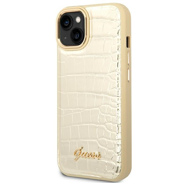 "Guess Croco Collection" - dėklas iPhone 14 Plus (auksinis)