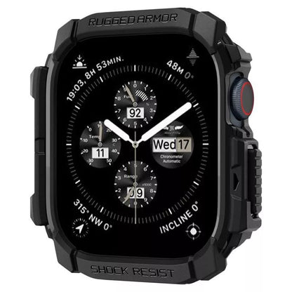Spigen Rugged Armor – dėklas, skirtas „Apple Watch 10 42 mm“ (matinė juoda)