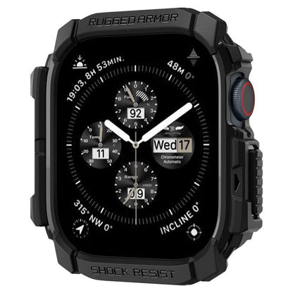 Spigen Rugged Armor – dėklas, skirtas „Apple Watch 10 42 mm“ (matinė juoda)