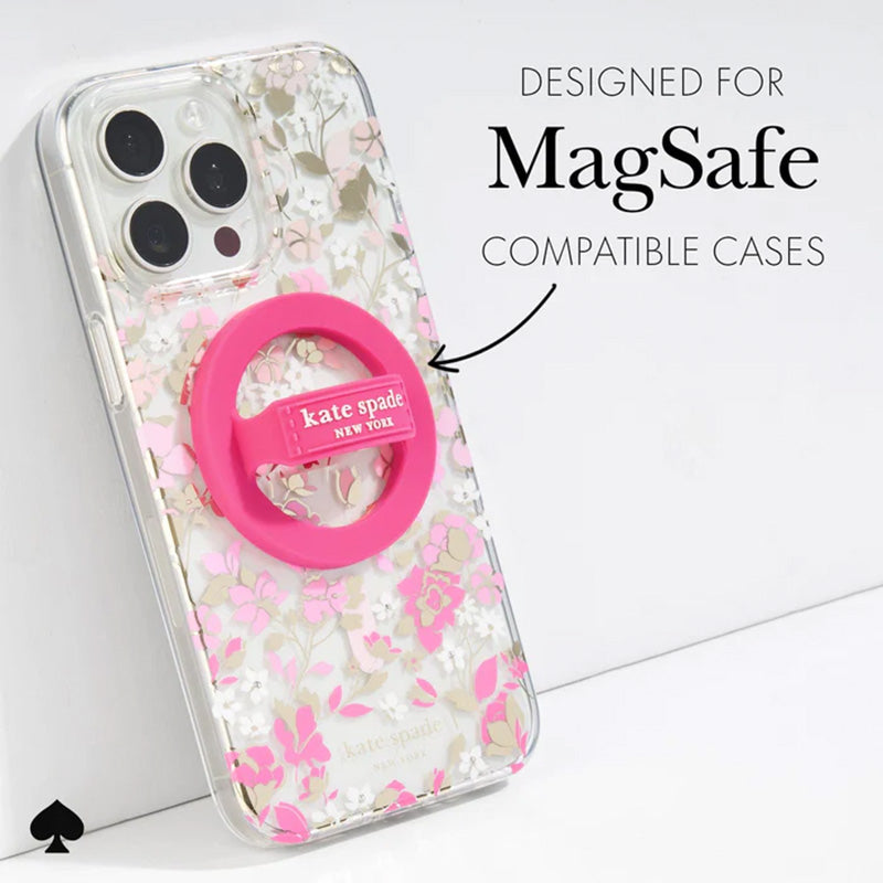Kate Spade New York magnetinis žiedinis laikiklis – MagSafe pirštų laikiklis (Pom Pom Pink)