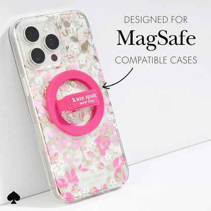 Kate Spade New York magnetinis žiedinis laikiklis – MagSafe pirštų laikiklis (Pom Pom Pink)