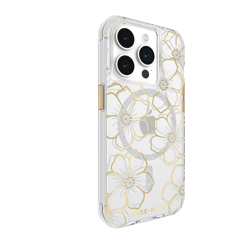 Case-Mate Floral Gems MagSafe – „iPhone 15 Pro“ dėklas (auksinis)