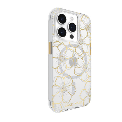 Case-Mate Floral Gems MagSafe – „iPhone 15 Pro“ dėklas (auksinis)