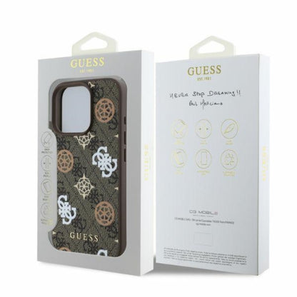 Guess Peony ant 4G Background MagSafe - dėklas, skirtas iPhone 16 Pro (rudas)