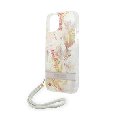 Guess Flower Cord – Dėklas iPhone 14 Plus (violetinis)