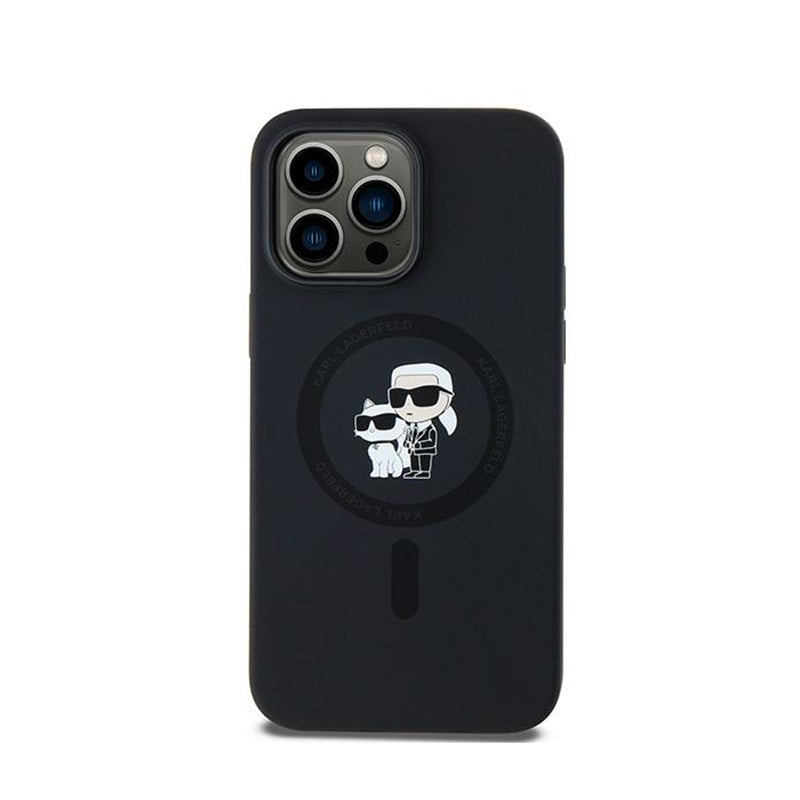 Karl Lagerfeld Silicone Karl & Choupette MagSafe – dėklas, skirtas „iPhone 14 Pro“ (juodas)