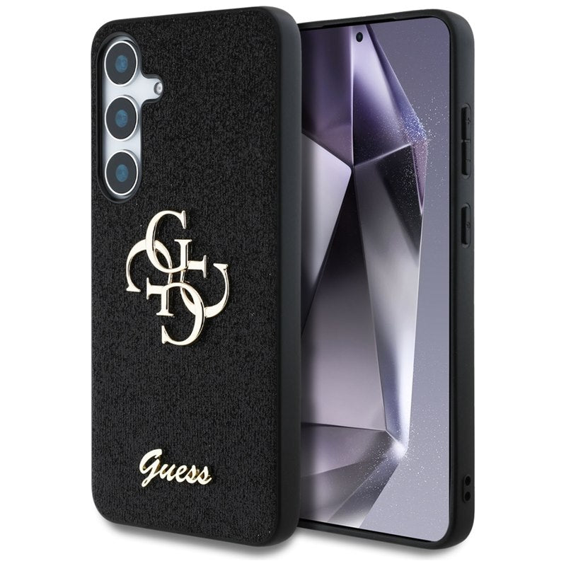 Guess Fixed Glitter Big 4G Metal Logo – Dėklas, skirtas Samsung Galaxy S25 (juoda)