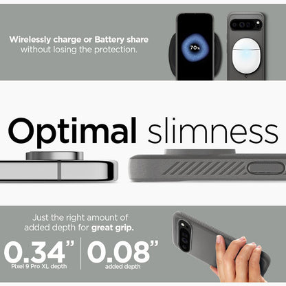 Spigen Rugged Armor – dėklas, skirtas Google Pixel 9 Pro XL (marmuro pilka)