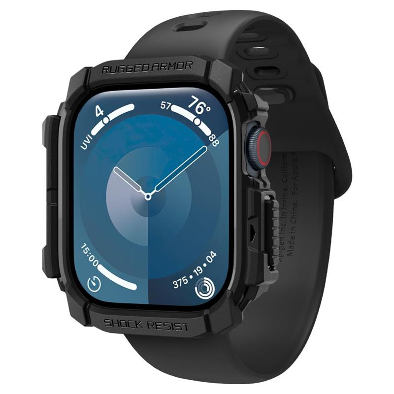 Spigen Rugged Armor – dėklas, skirtas „Apple Watch 10 42 mm“ (matinė juoda)