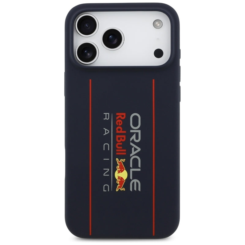 Red Bull Silikoninis Oversize Vertikalus Logotipas MagSafe - iPhone 17 Pro Max dėklas (Tamsiai mėlynas)