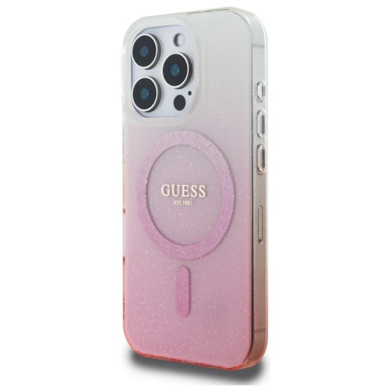 Guess IML Glitter Gradient MagSafe – dėklas iPhone 16 Pro (rožinis)
