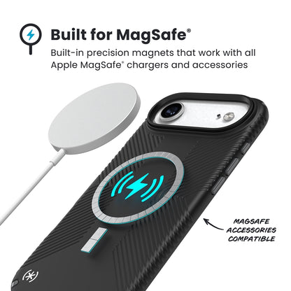 Speck Presidio2 Grip MagSafe - iPhone dėklas (juoda / slyvio pilka / balta)