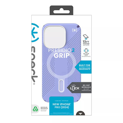 Speck Presidio2 Grip ClickLock & MagSafe – dėklas iPhone 16 Pro (Future Lavender / Cassis Purple / White)