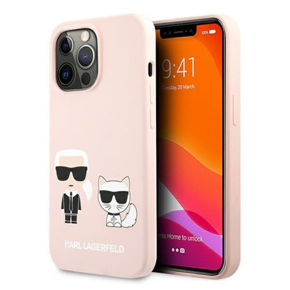 Karl Lagerfeld Silicone Karl & Choupette – dėklas, skirtas iPhone 13 Pro (rožinis)