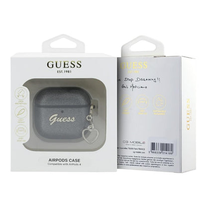 Guess Metallic Script Charm - „AirPods 4“ dėklas (juodas)